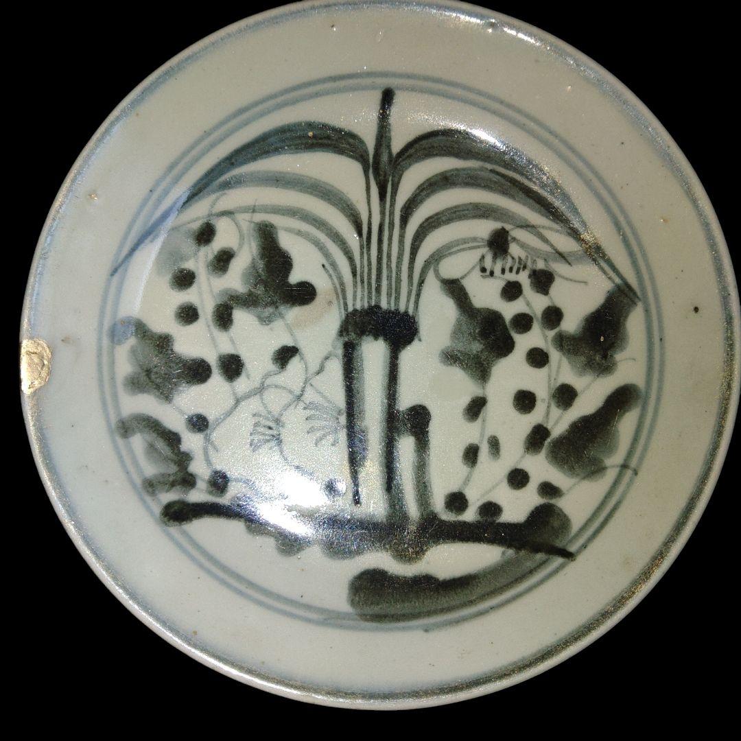 17世紀　古安南青花皿　裏銘　5寸皿