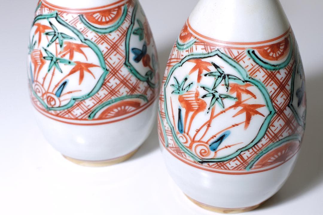 六代 高橋道八(1881-1941) 呉須赤絵 徳利 ニ客