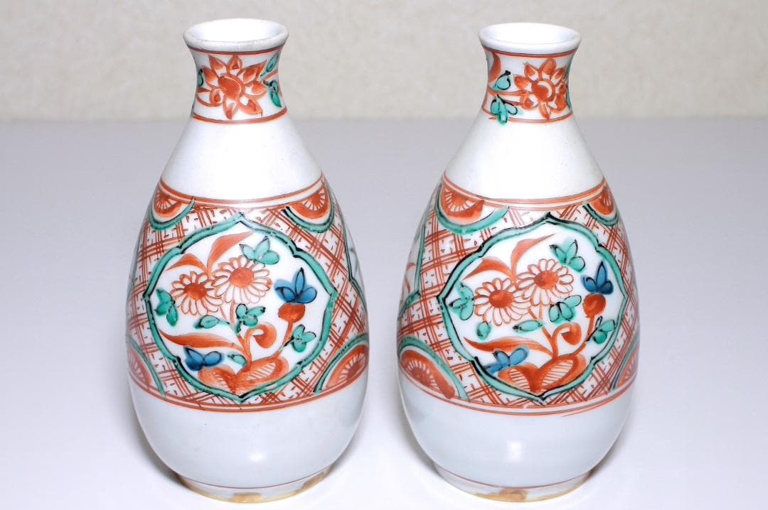 六代 高橋道八(1881-1941) 呉須赤絵 徳利 ニ客