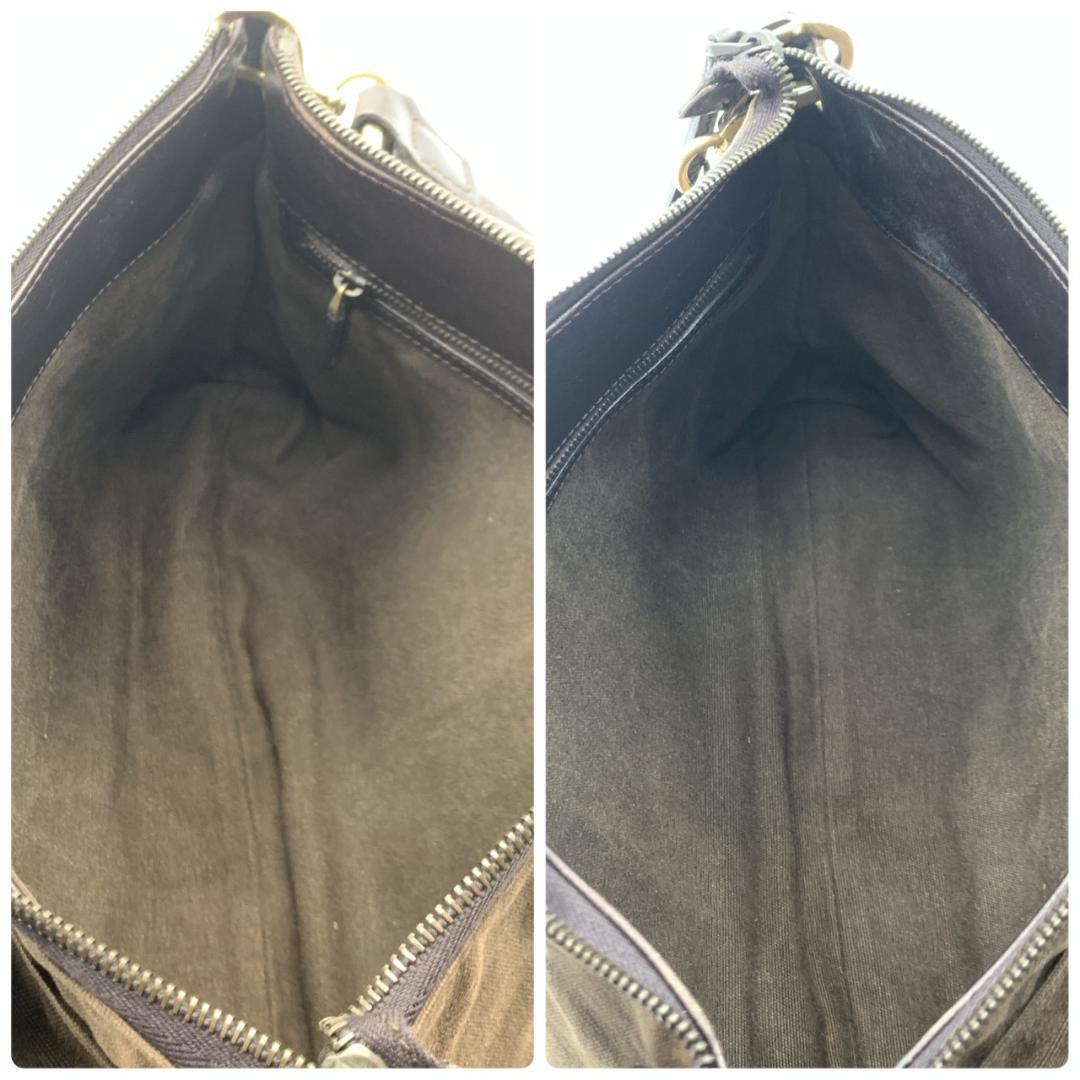 オールドグッチ ショルダーバッグ ハンドバック 真鍮色 キャンバス レザー