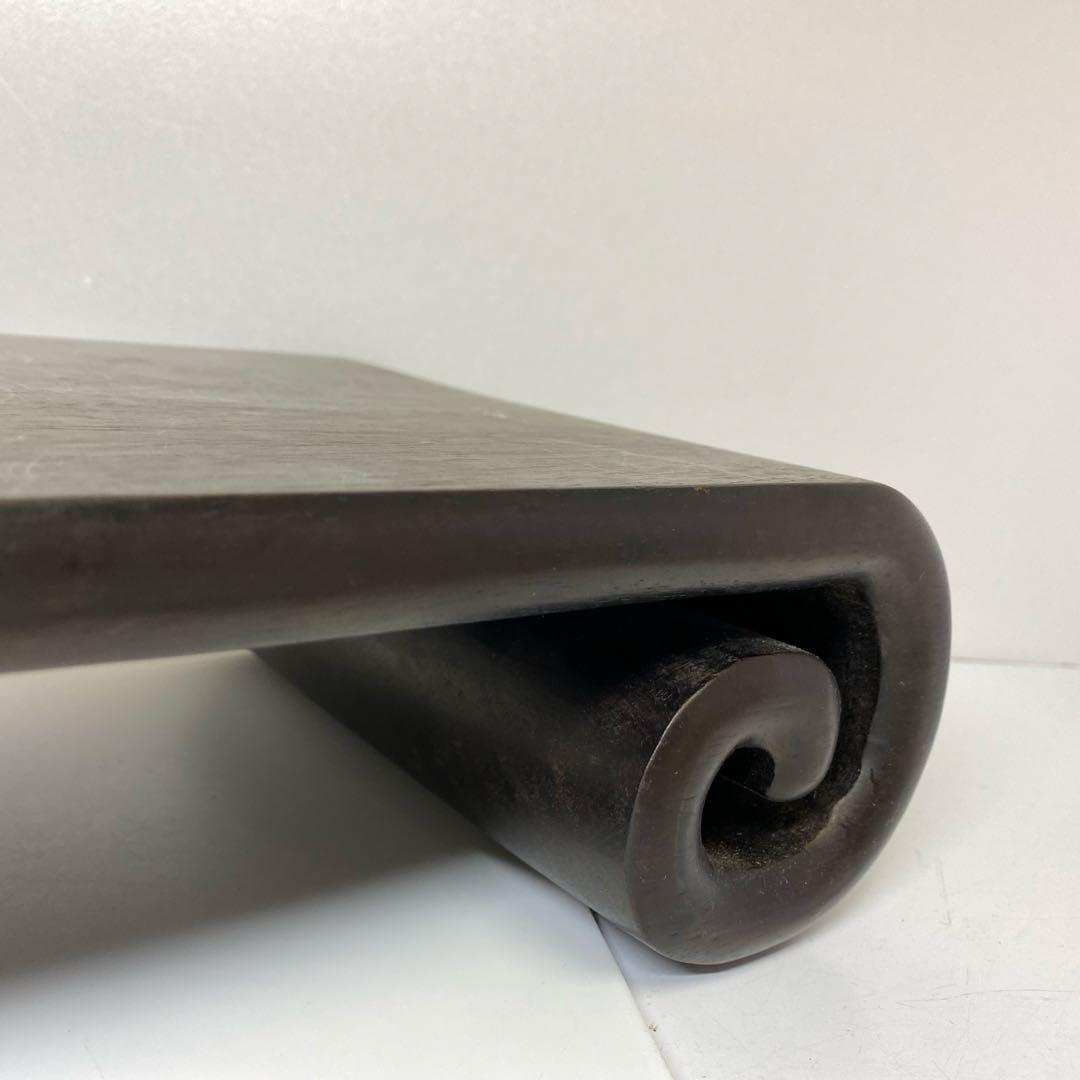 唐物 唐木 肉厚くりぬき曲台 幅約40㎝ 3125gトコト東さ8-0107☆2F