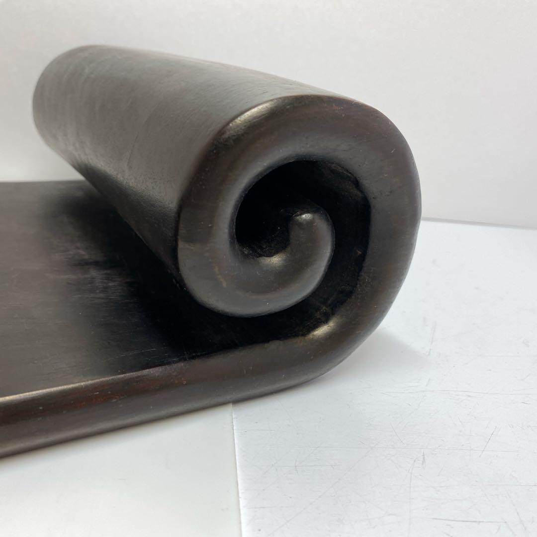 唐物 唐木 肉厚くりぬき曲台 幅約40㎝ 3125gトコト東さ8-0107☆2F