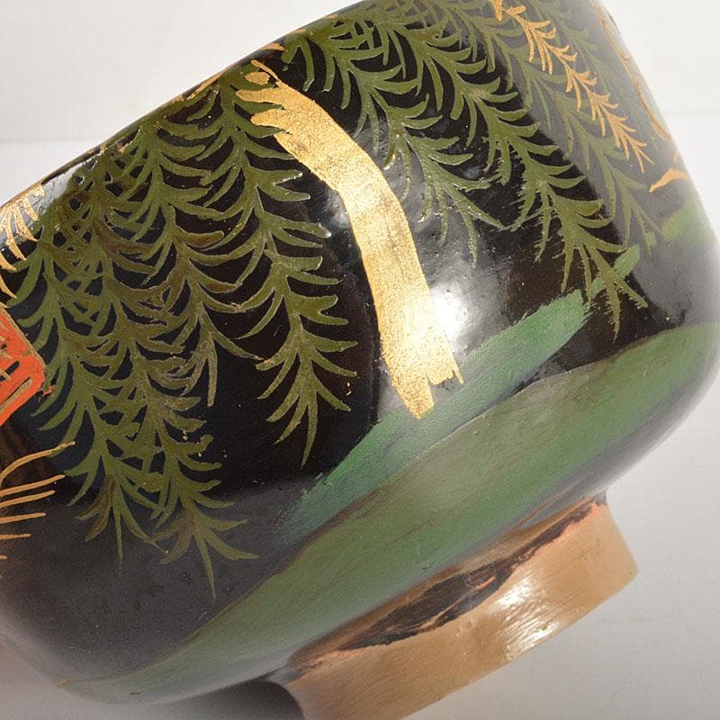 茶道具 平安 加藤光漆造 螺鈿装飾 乾漆茶碗 共箱 V 6724