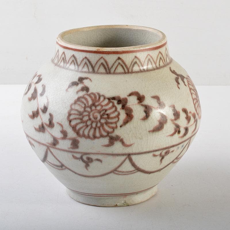 七宝焼 花文 花瓶 唐木台 桐箱付 M R5684