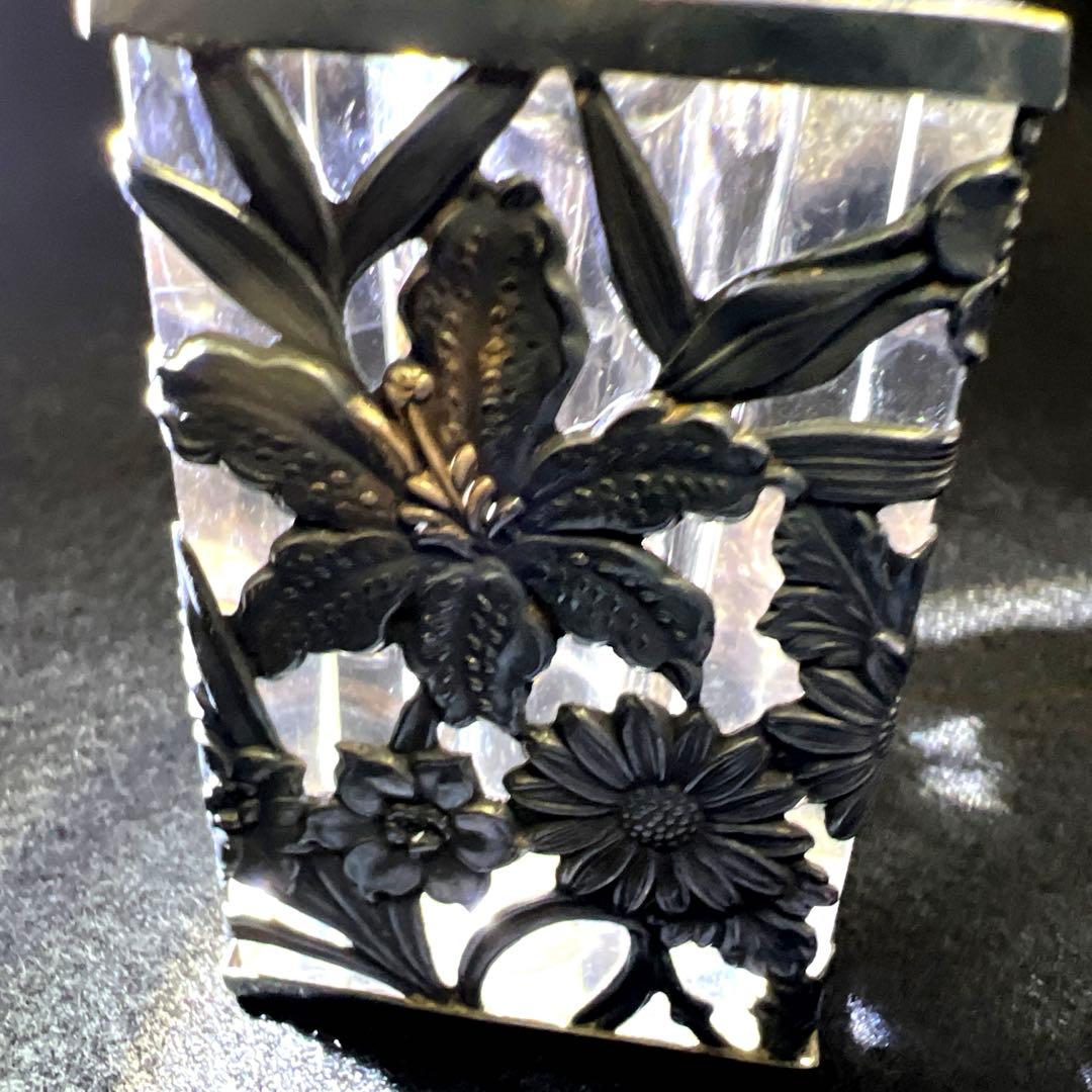 銀製刻印 透彫小花入 180g高さ6㎝ 東Y7-1218☆2F