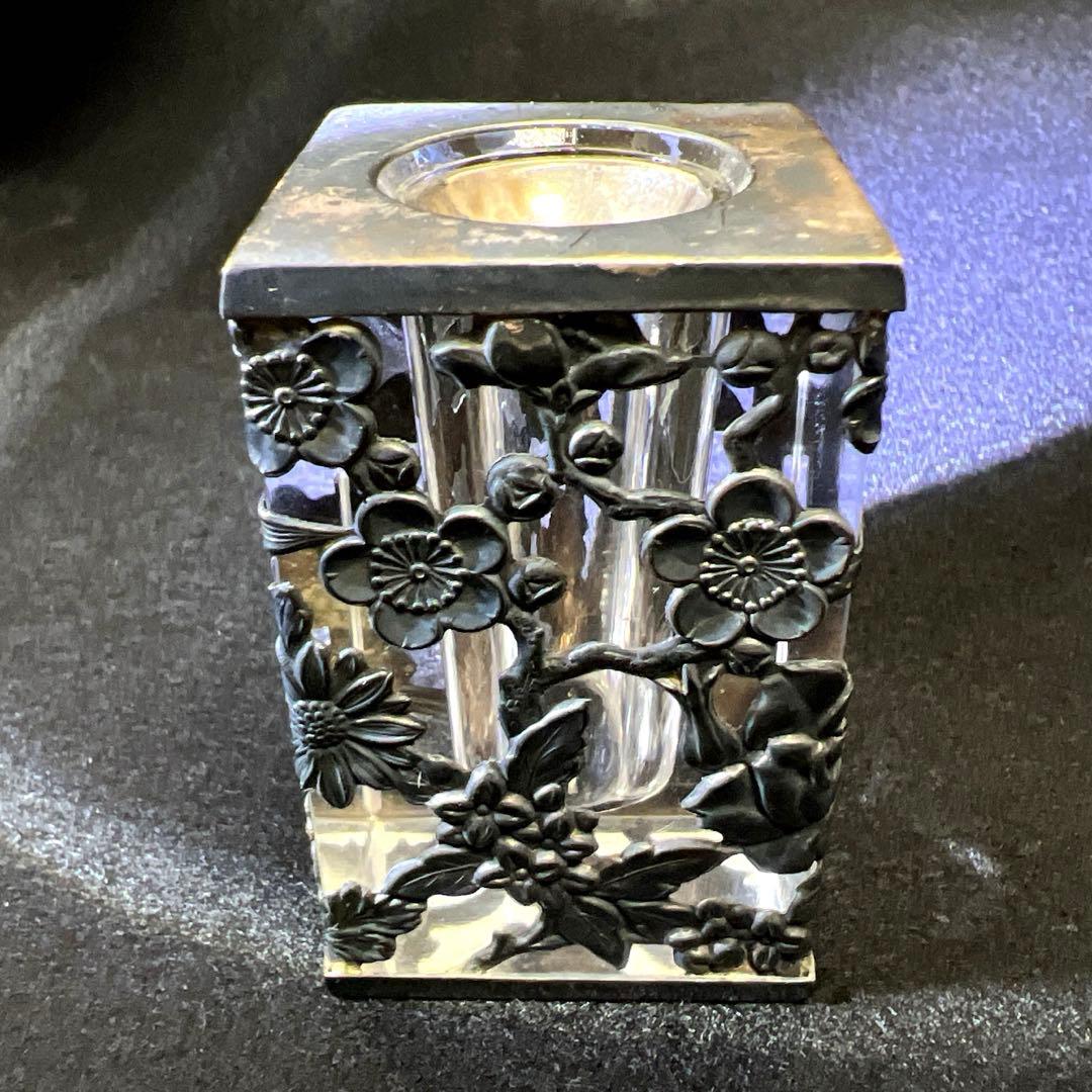 銀製刻印 透彫小花入 180g高さ6㎝ 東Y7-1218☆2F
