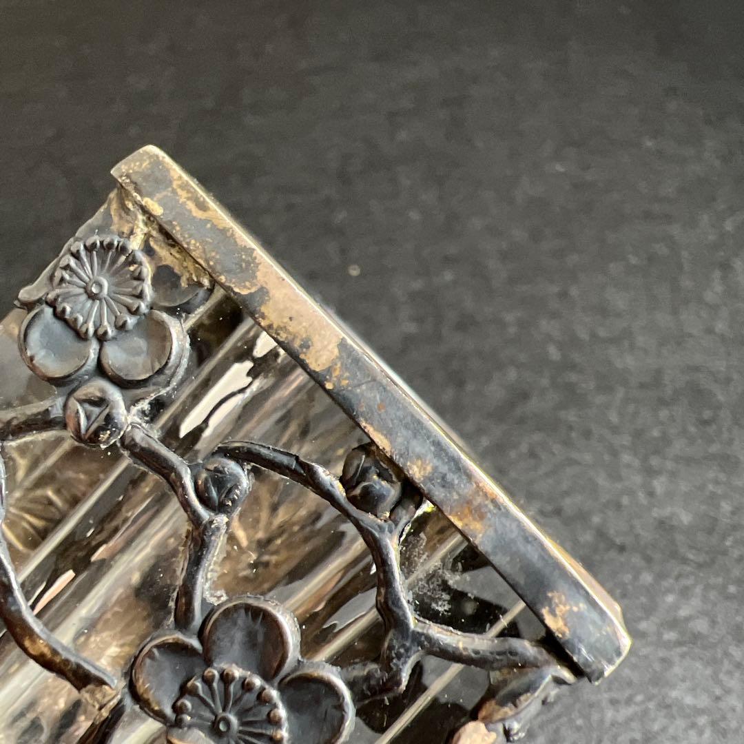 銀製刻印 透彫小花入 180g高さ6㎝ 東Y7-1218☆2F