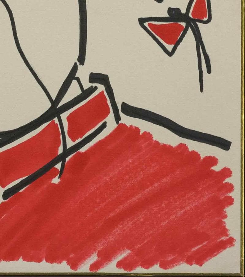 ゆでたまご　カラーペン画　肉筆『ラーメンマン』表サイン　色紙　額無　b830