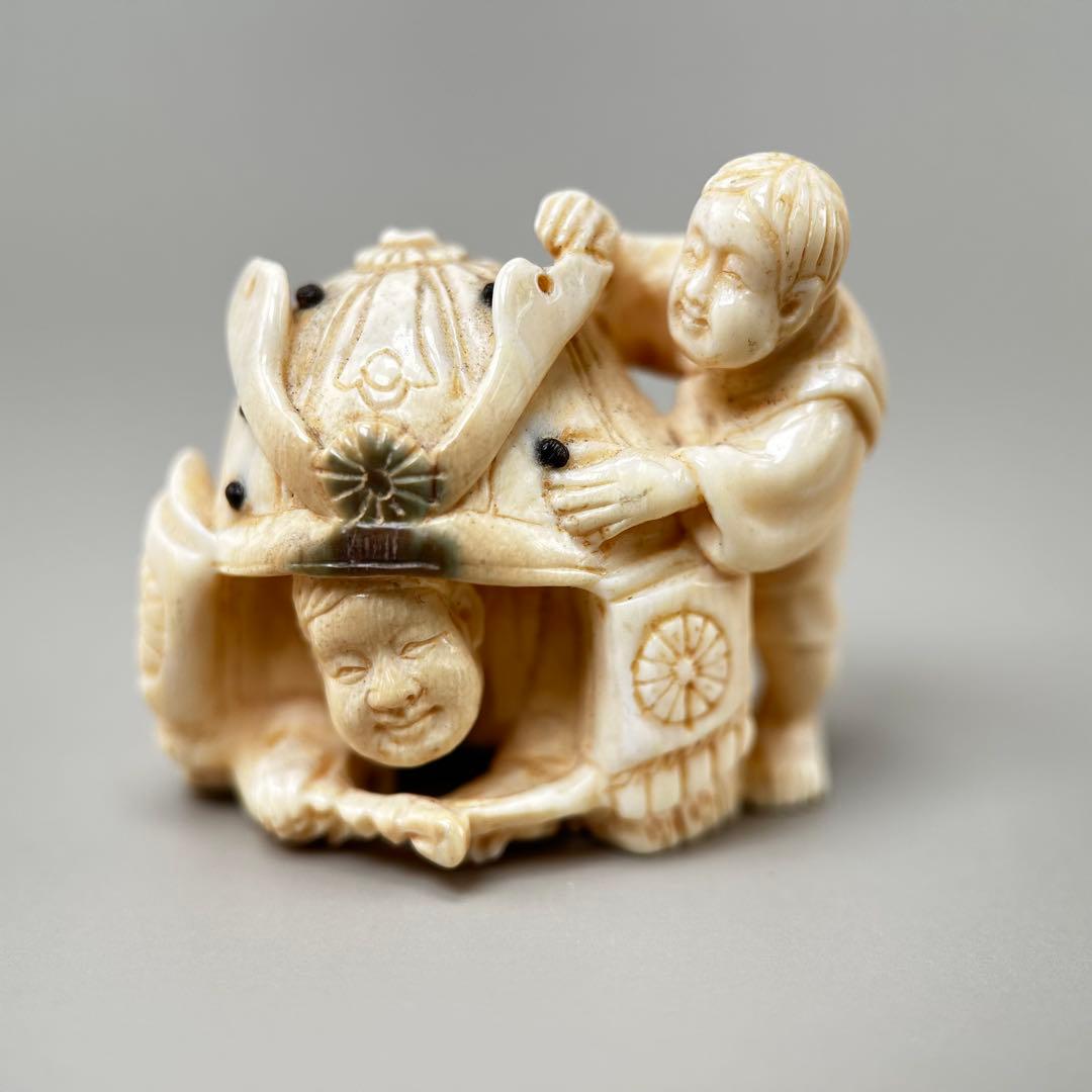 極上 根付 天然素材アンティーク骨董 飾り物古美術置物細密細工