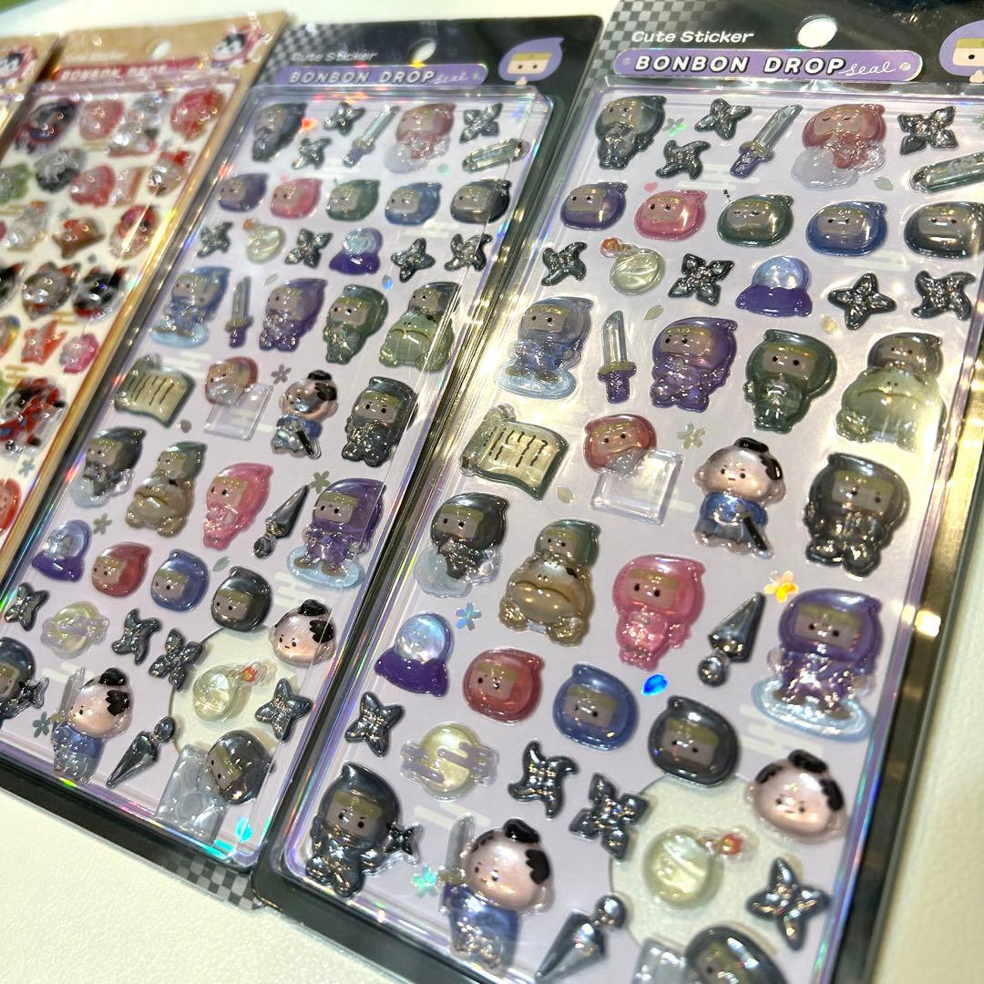 【正規品】ボンボンドロップシール 和柄 8枚セット 桜 柴犬 縁起物 忍者