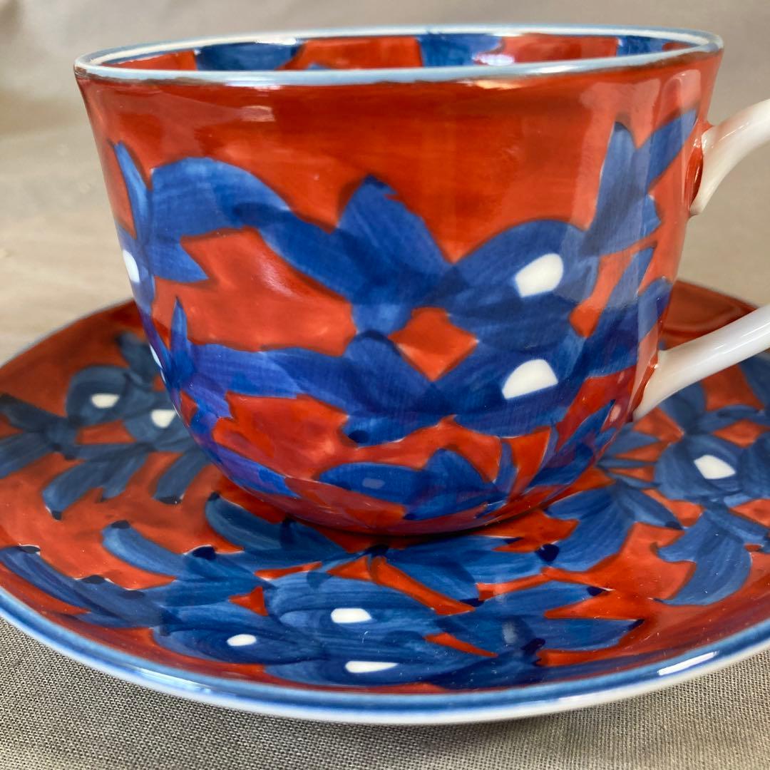 源右衛門】古伊万里の伝統 名窯 舘林源右衛門作 染錦赤濃牡丹絵 皿付