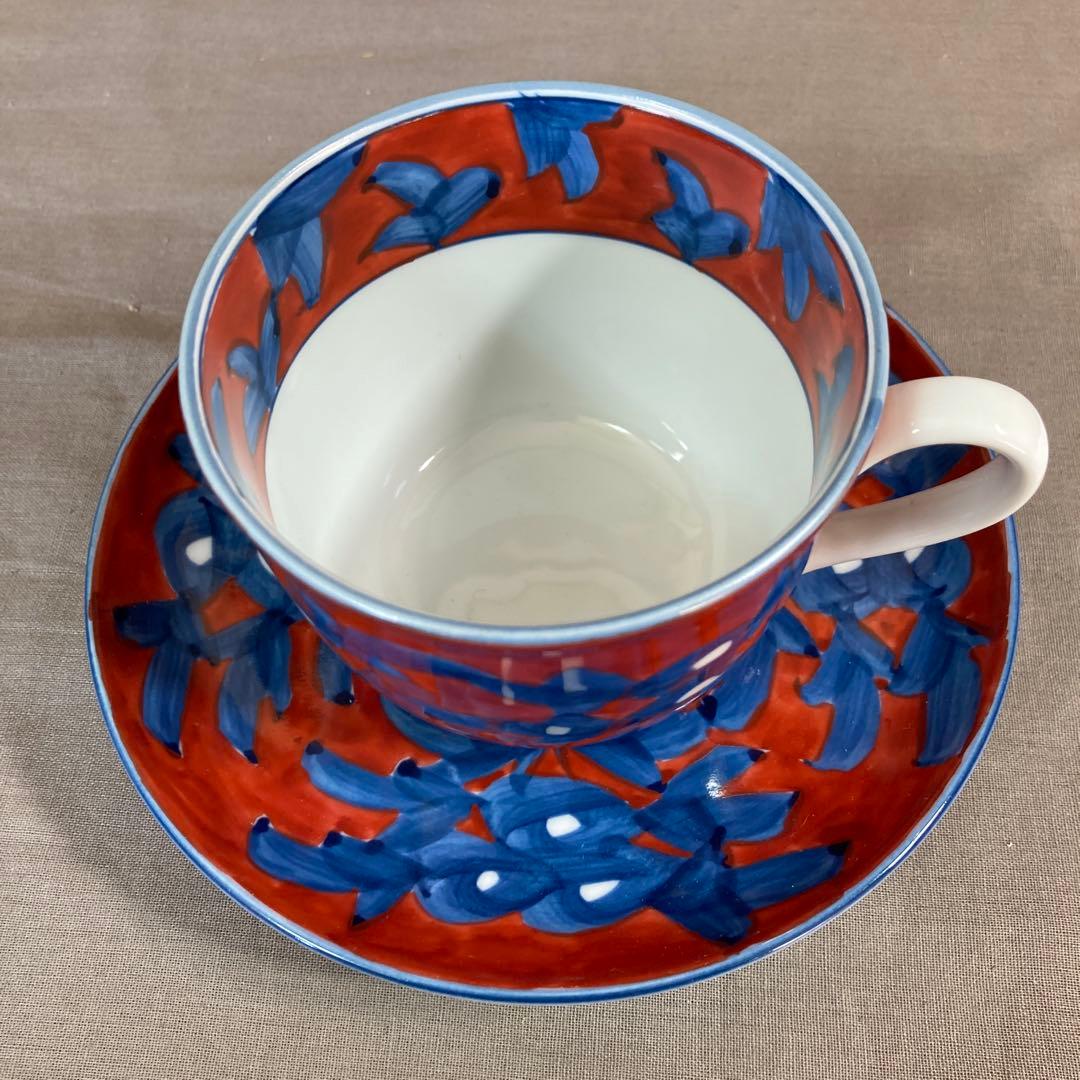 源右衛門】古伊万里の伝統 名窯 舘林源右衛門作 染錦赤濃牡丹絵 皿付