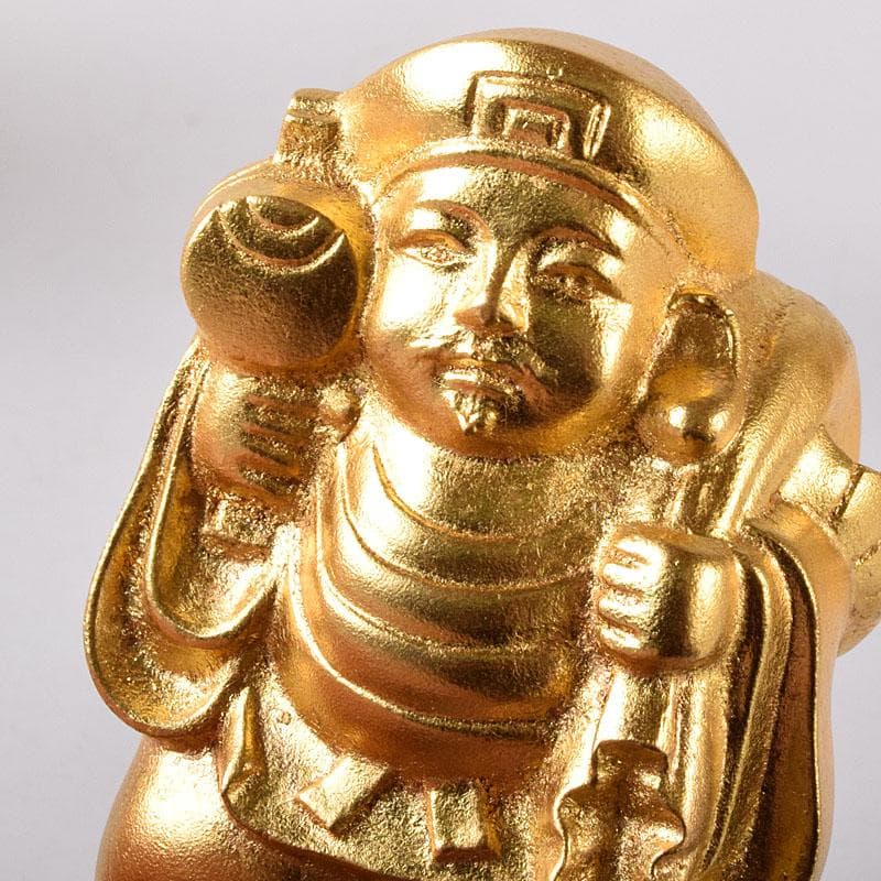 彫刻家　富永直樹作　銅鍍金　大黒天　恵比須像　七福神　2点　共箱　V　7606