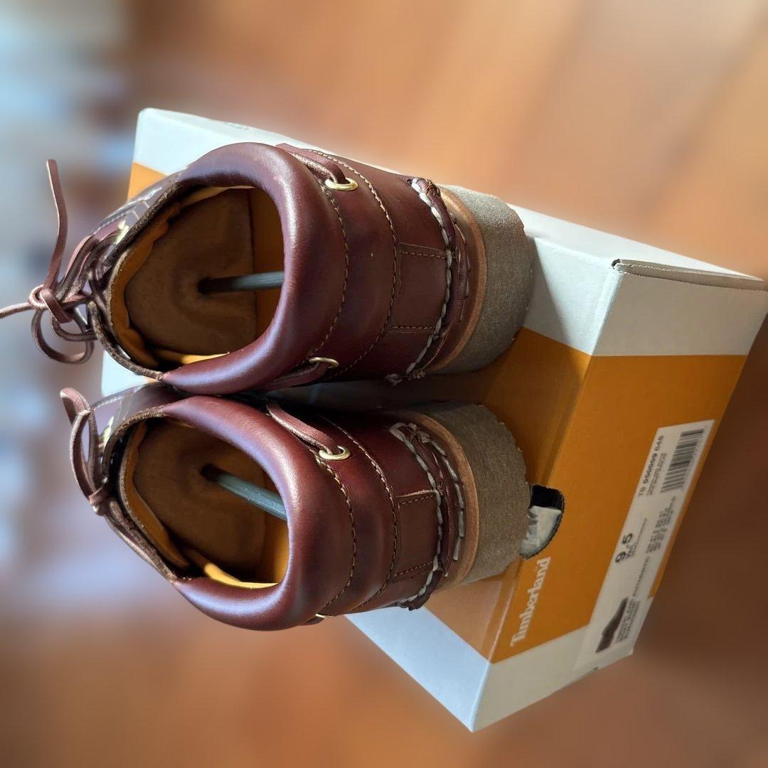 timberland 3eyeバーガンディ レザー モカシン