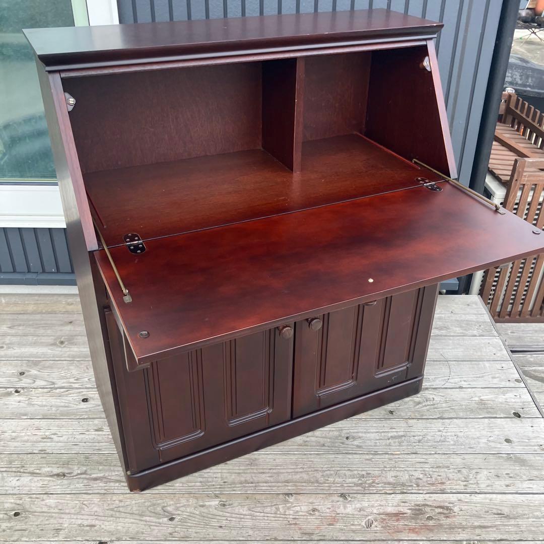 上ヶ嶋木工 旭川家具 英国クラシック 木製ライティングビューロ サイド