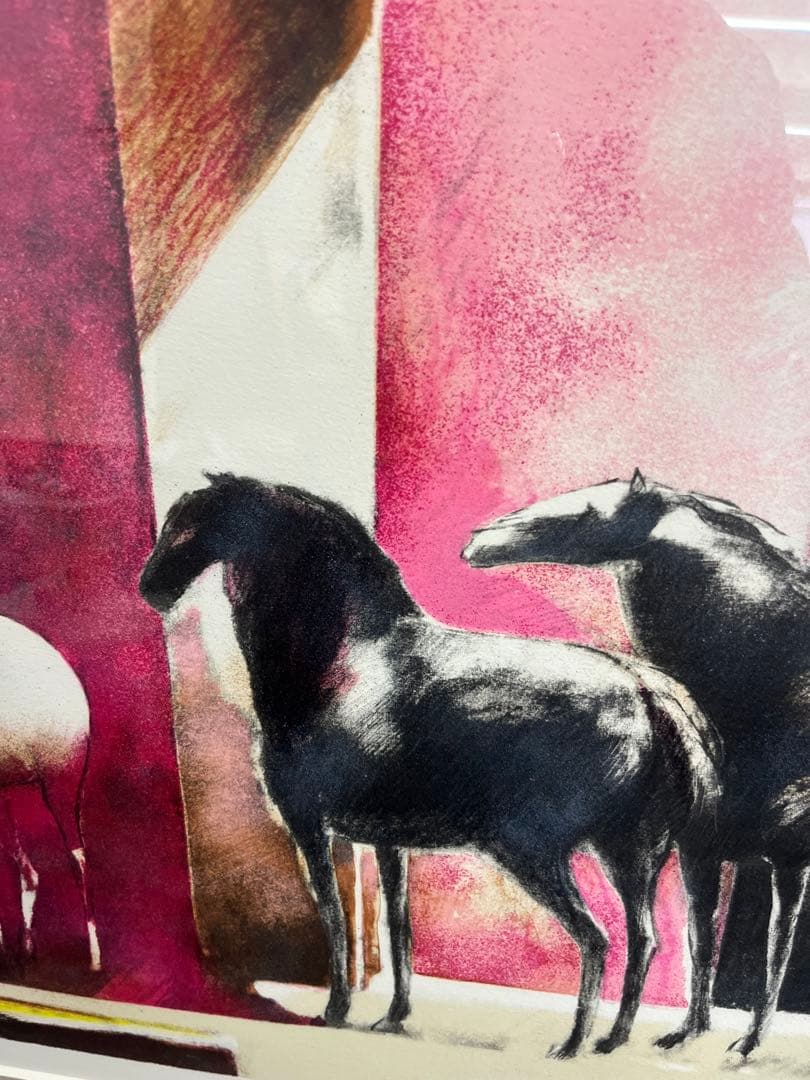 リトグラフポールギヤマン光の中の馬直筆サイン8/200