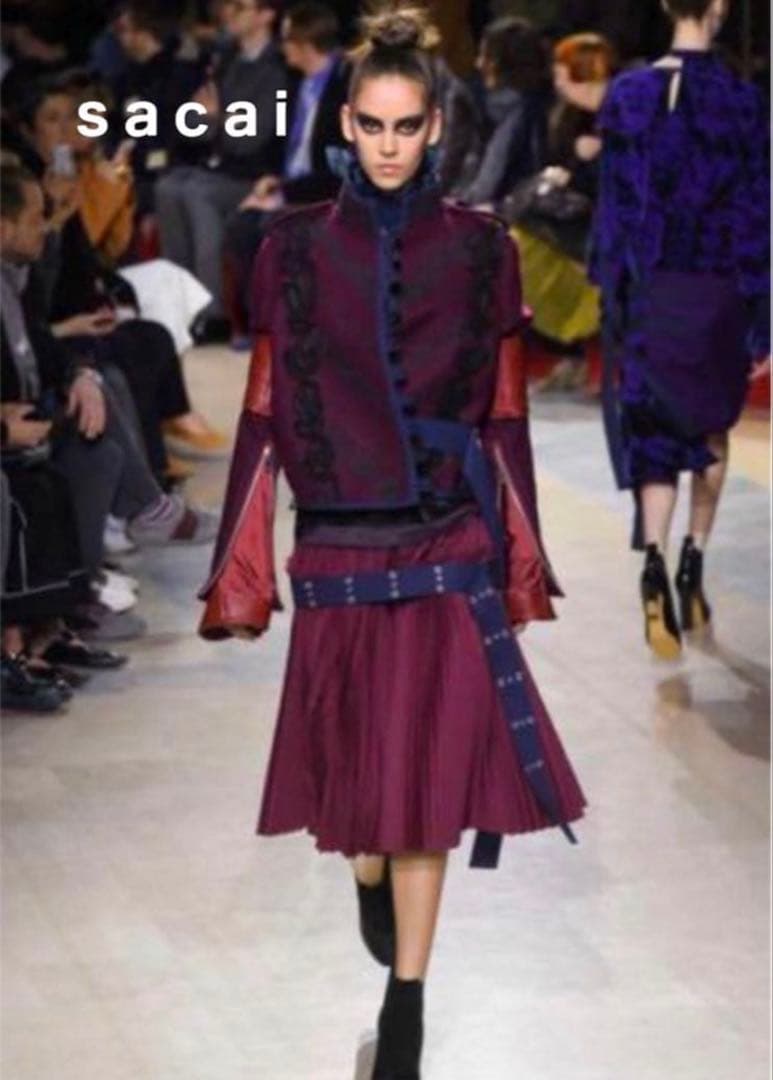 sacai ベルト プリーツ スカート ブラック 個性的 コレクション　ショー