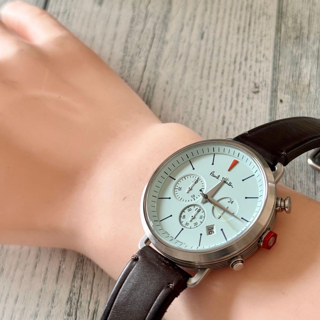 【電池交換済】Paul Smith ポールスミス 腕時計 ライトブルー クロノ