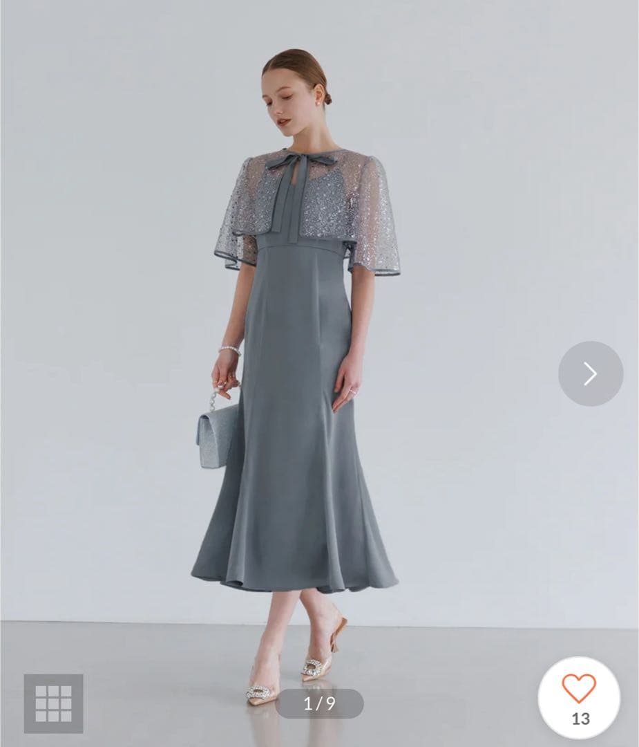 Lejaスパンコールビジューボレロマーメイドドレスワンピース2点セット　ブルーM