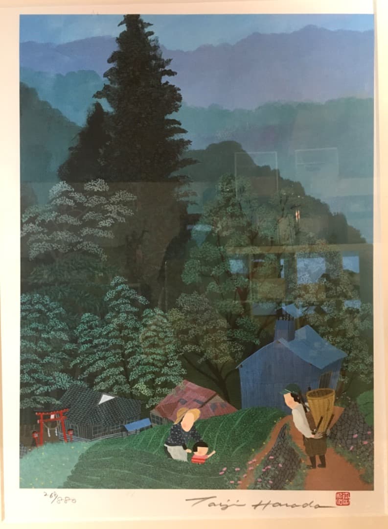 ○原田泰治 ふるさとの四季 夏 第Ⅴ集 1989年 4枚組の内の一枚 額装