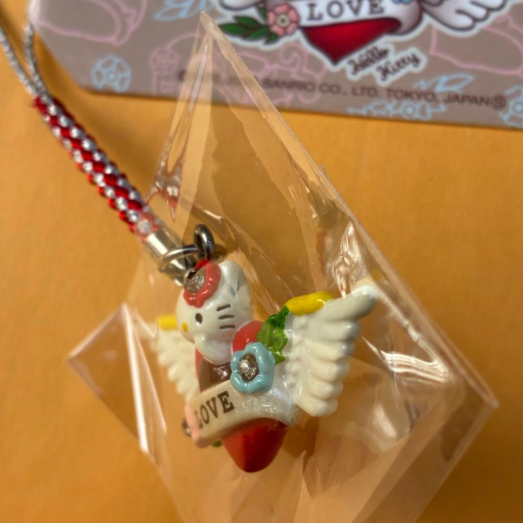★激レア★ハローキティ タトゥーKT LOVE 天使の羽 羽根 ストラップ 根付
