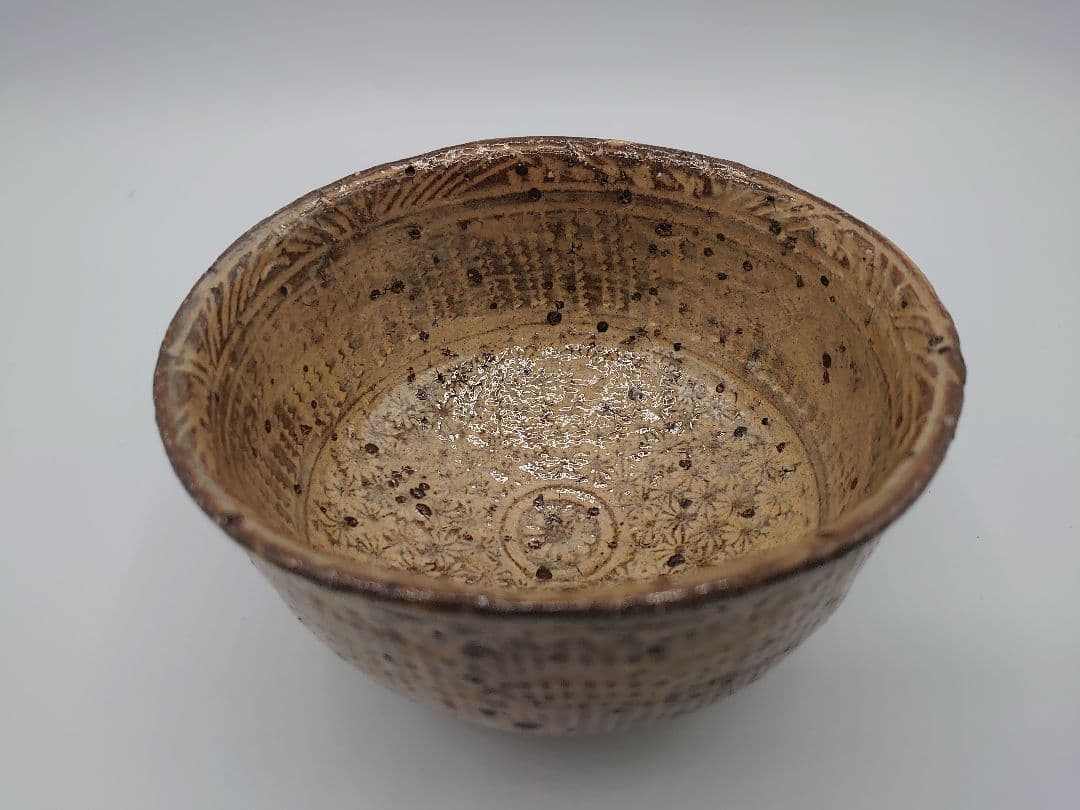 吉田明(物故)作 三島手抹茶茶碗／共箱