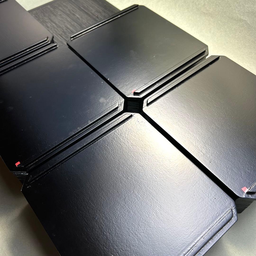 縁高　五段　『一閑塗　七宝四方透かし』　漆器　重箱　菓子器　茶道具　茶道　工芸品