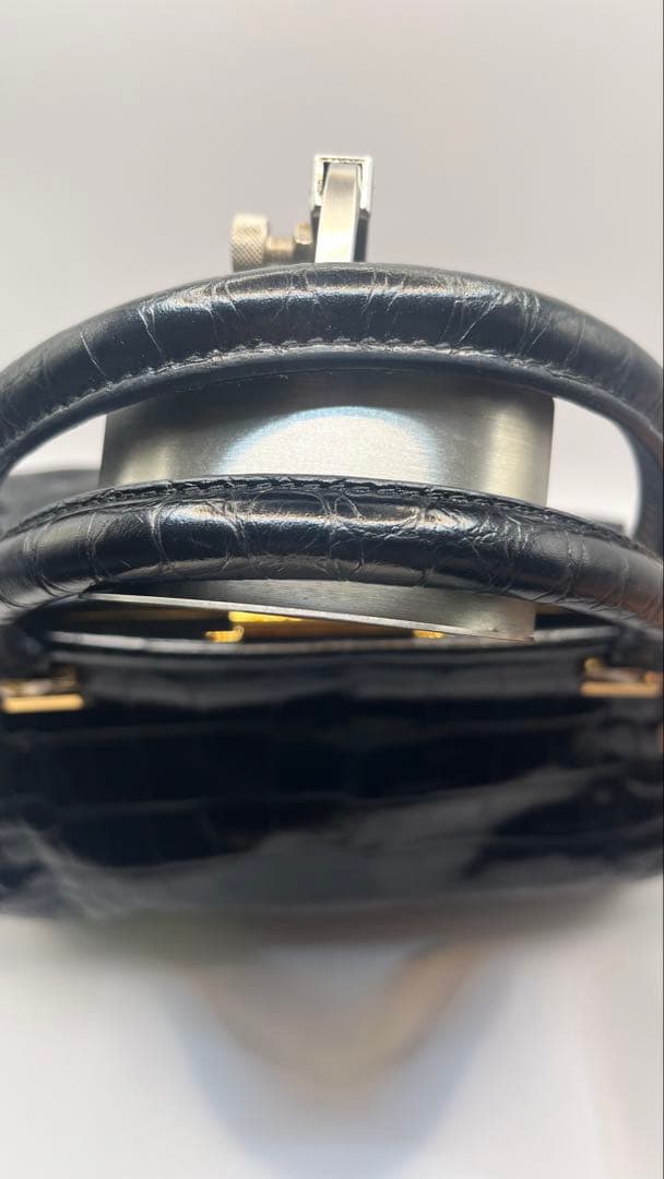 定価25万美品ランバンL 黒 クロコ押型ハンドバックショルダーバック　ブラック