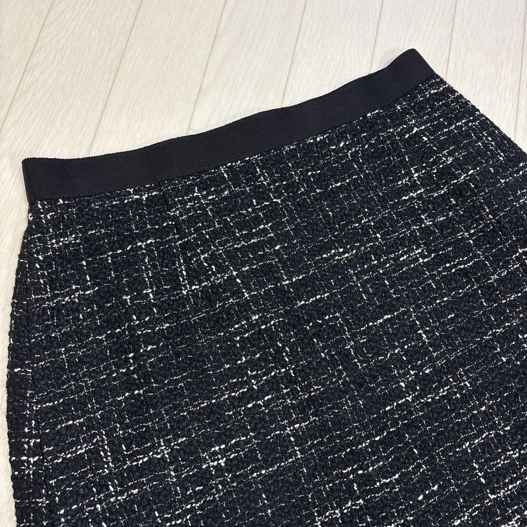 極美品 ANAYI アナイ スラブツイードタイト スカート ブラック系 36