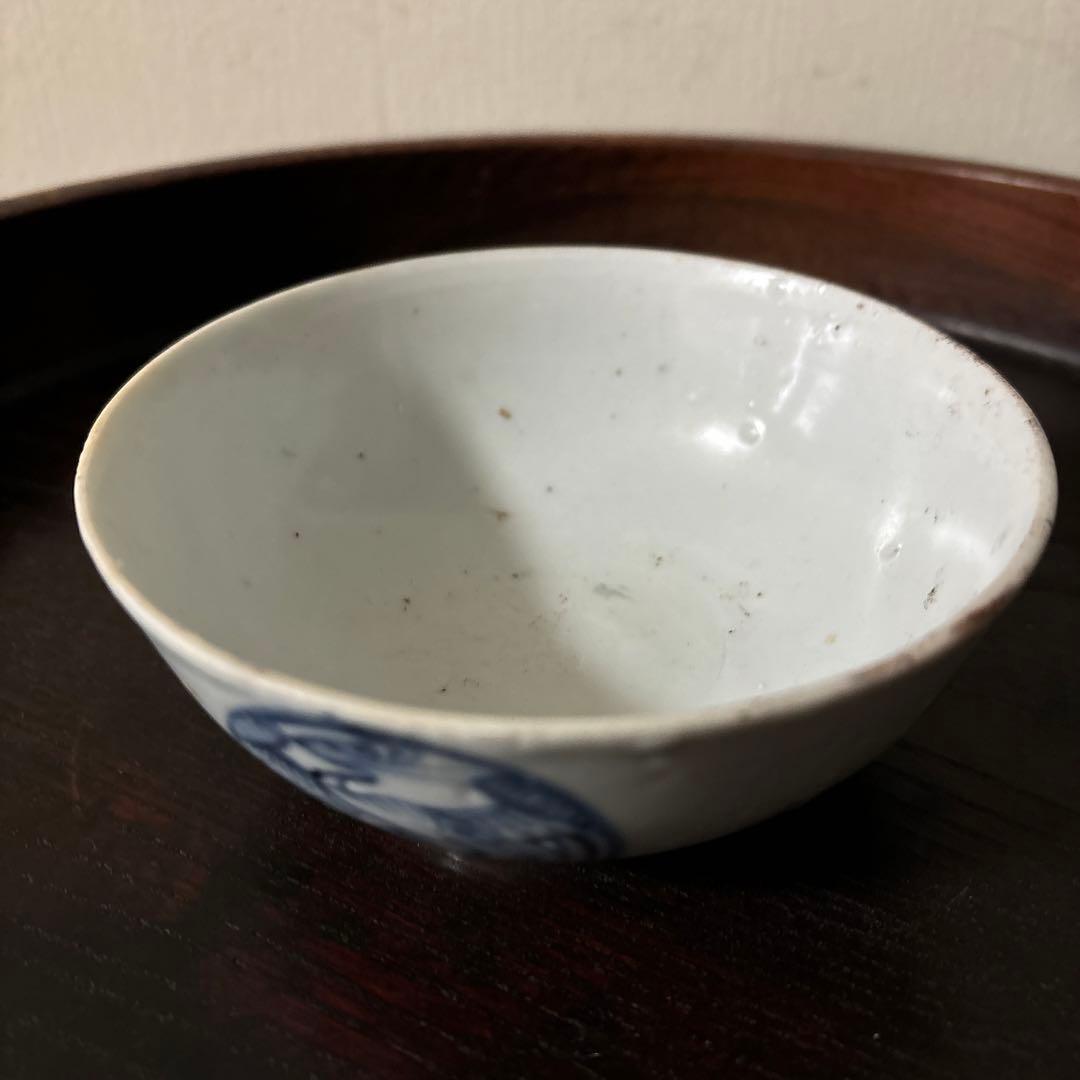 古伊万里丸文染付 茶碗1点 湯呑み くらわんか 江戸時代 白磁 検: