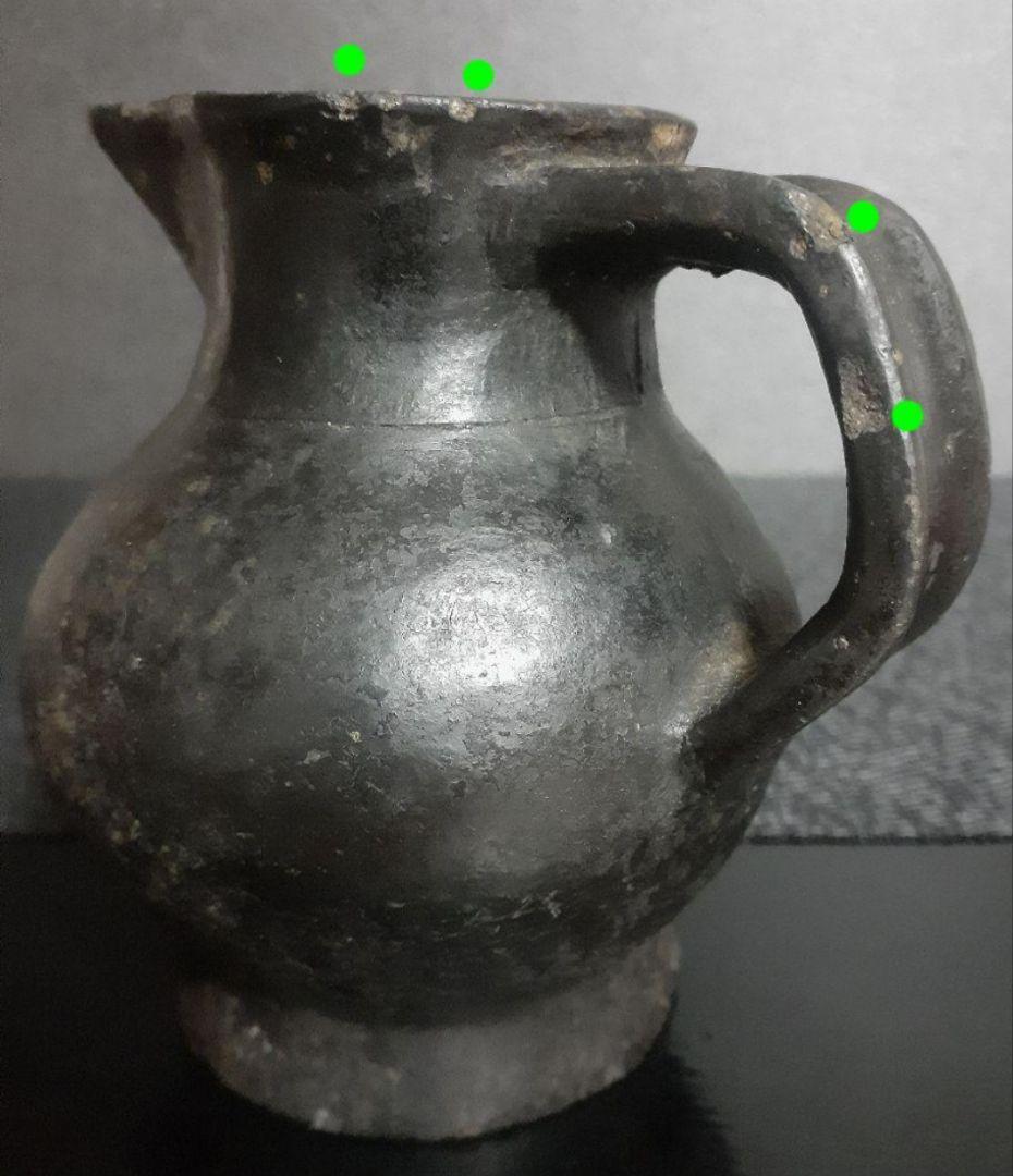 【名品❗】中国古美術　中国古陶磁器【古代中国土器】黒陶　手付　嘴口　水注　酒次