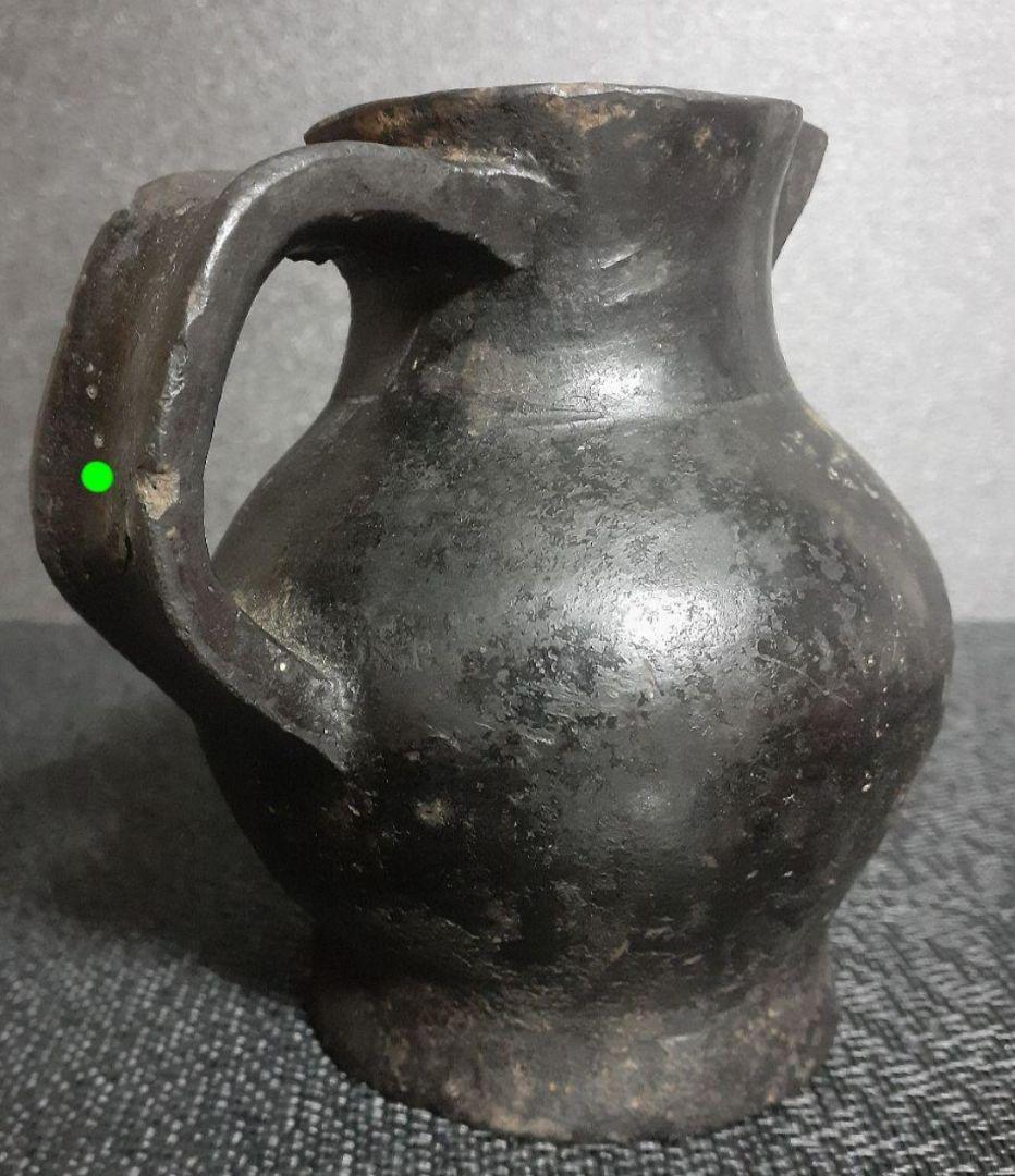 【名品❗】中国古美術　中国古陶磁器【古代中国土器】黒陶　手付　嘴口　水注　酒次
