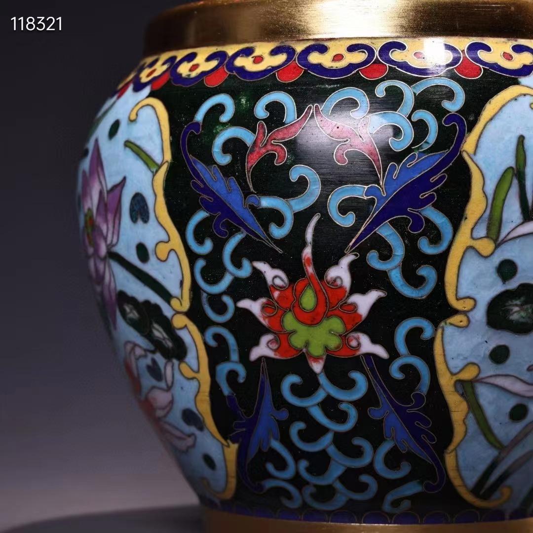 中国古美術・純銅ボディ・鎏金・掐絲・琺瑯彩・景泰藍・魚缶・文房具