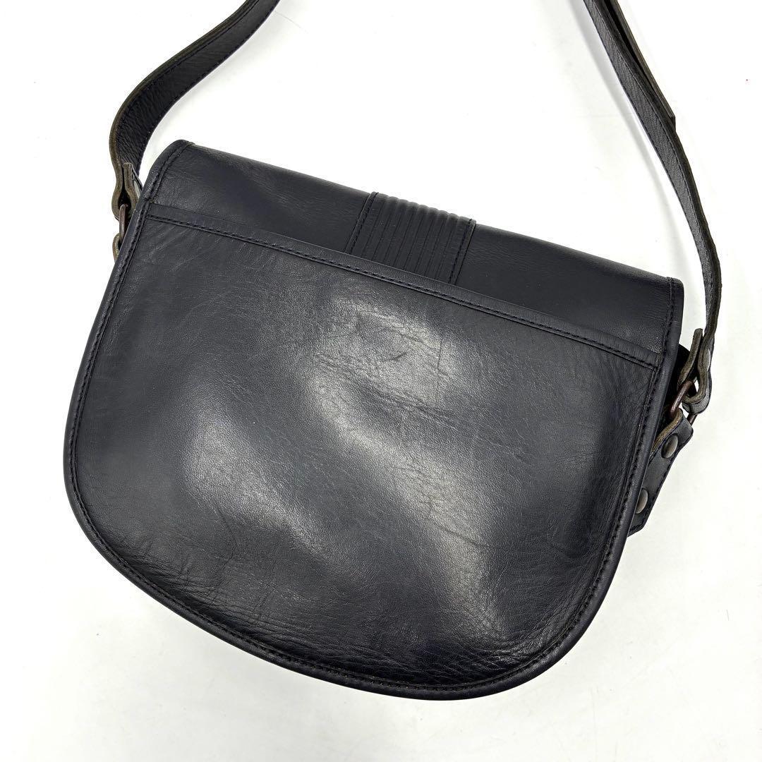 美品 イヴサンローラン ショルダーバッグ 斜め掛け YSLロゴ レザー 濃紺