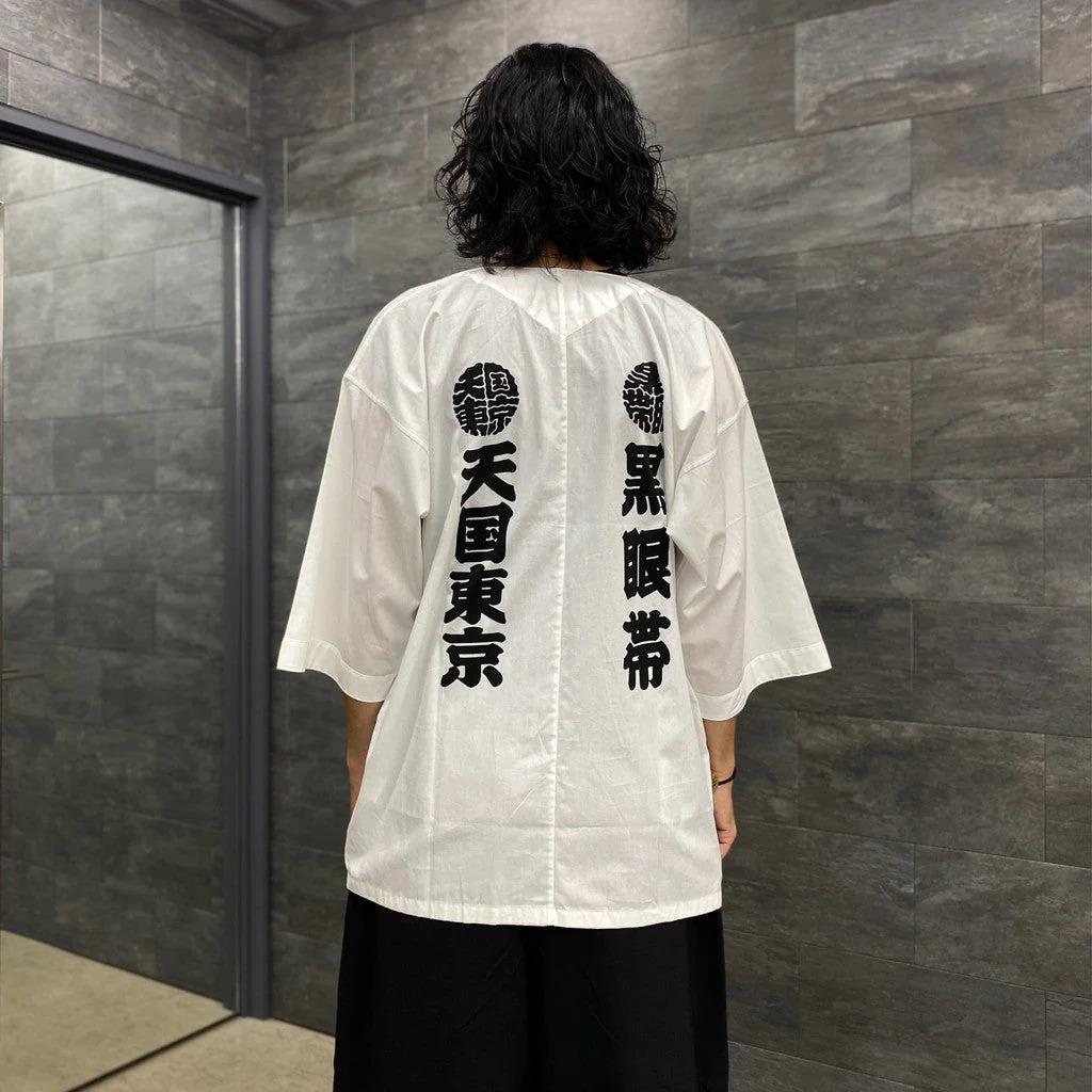 L 新品 ワコマリア ブラックアイパッチ ダボ シャツ ホワイト 白 祭り