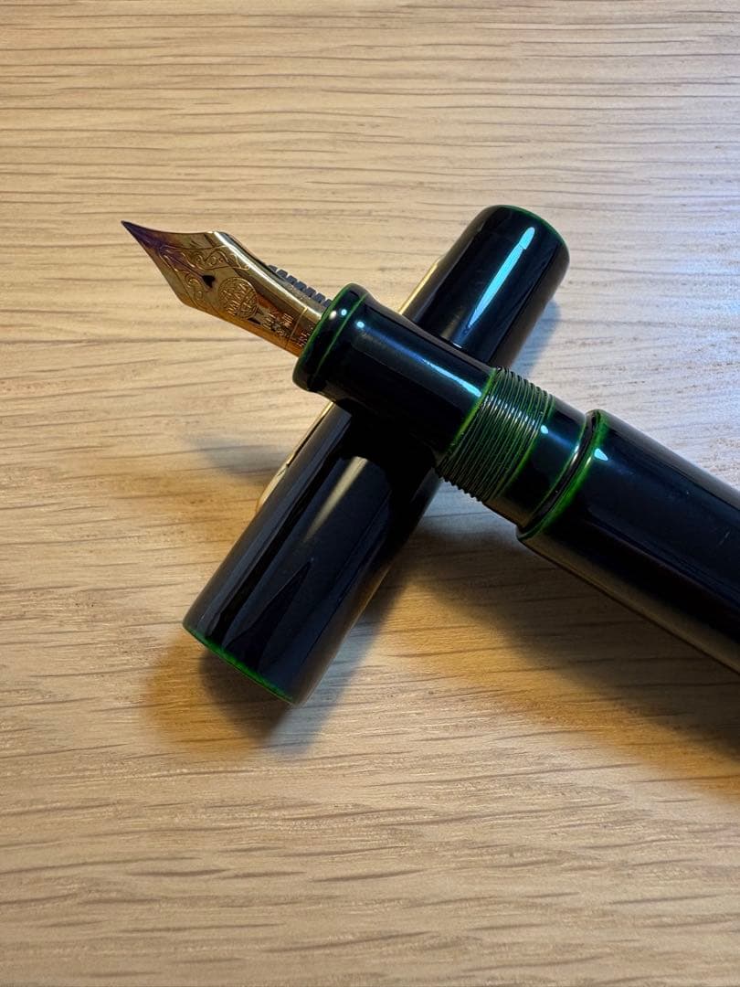 中屋万年筆 ピッコロ緑溜め 極細(EF)