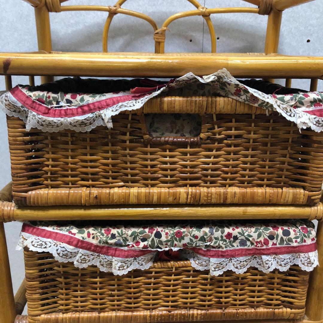 送料込】ラタン 籐 ヴィンテージ収納 4段チェスト アンティーク 250708