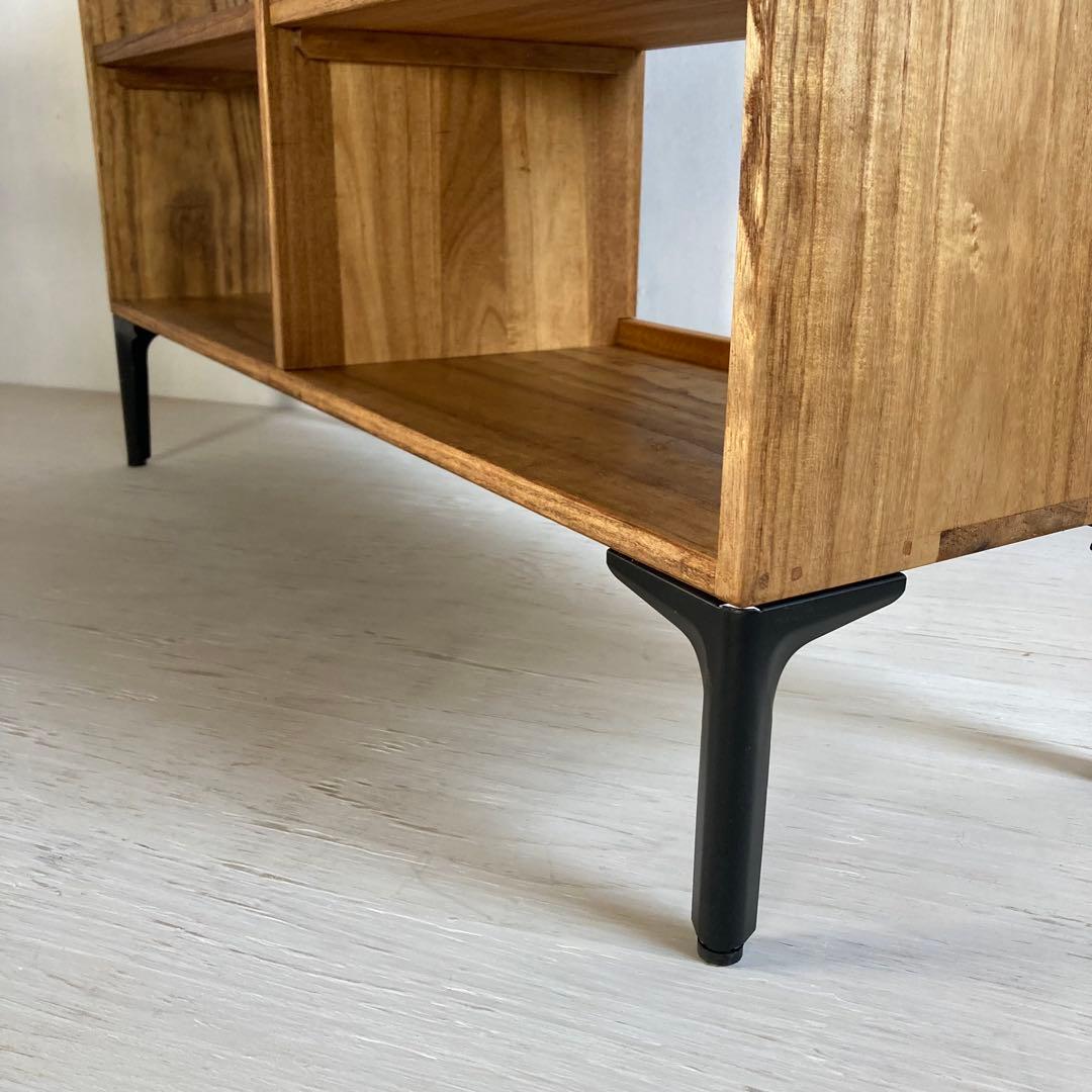 古い木製 オープンラック 鉄脚 木製棚