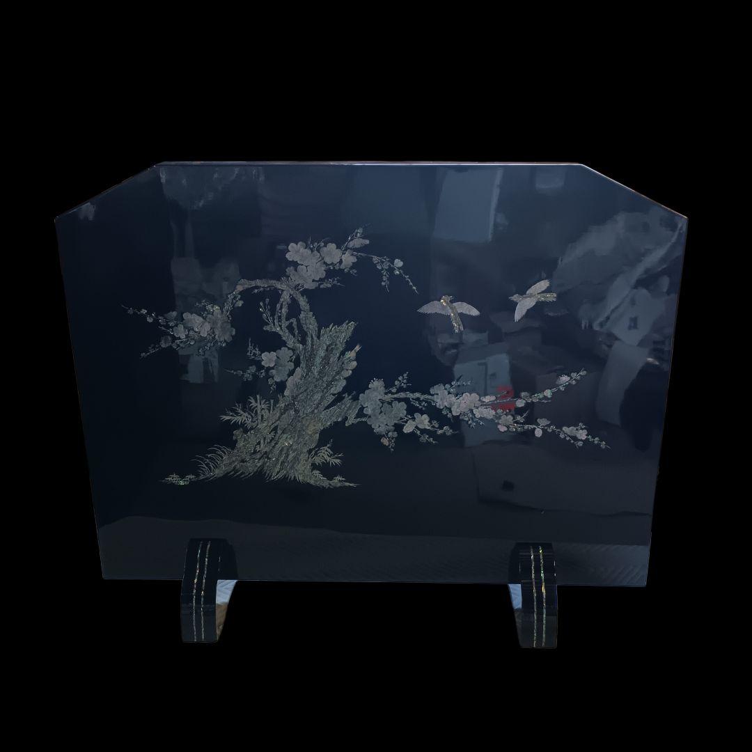 螺鈿 衝立 鶴の飛翔