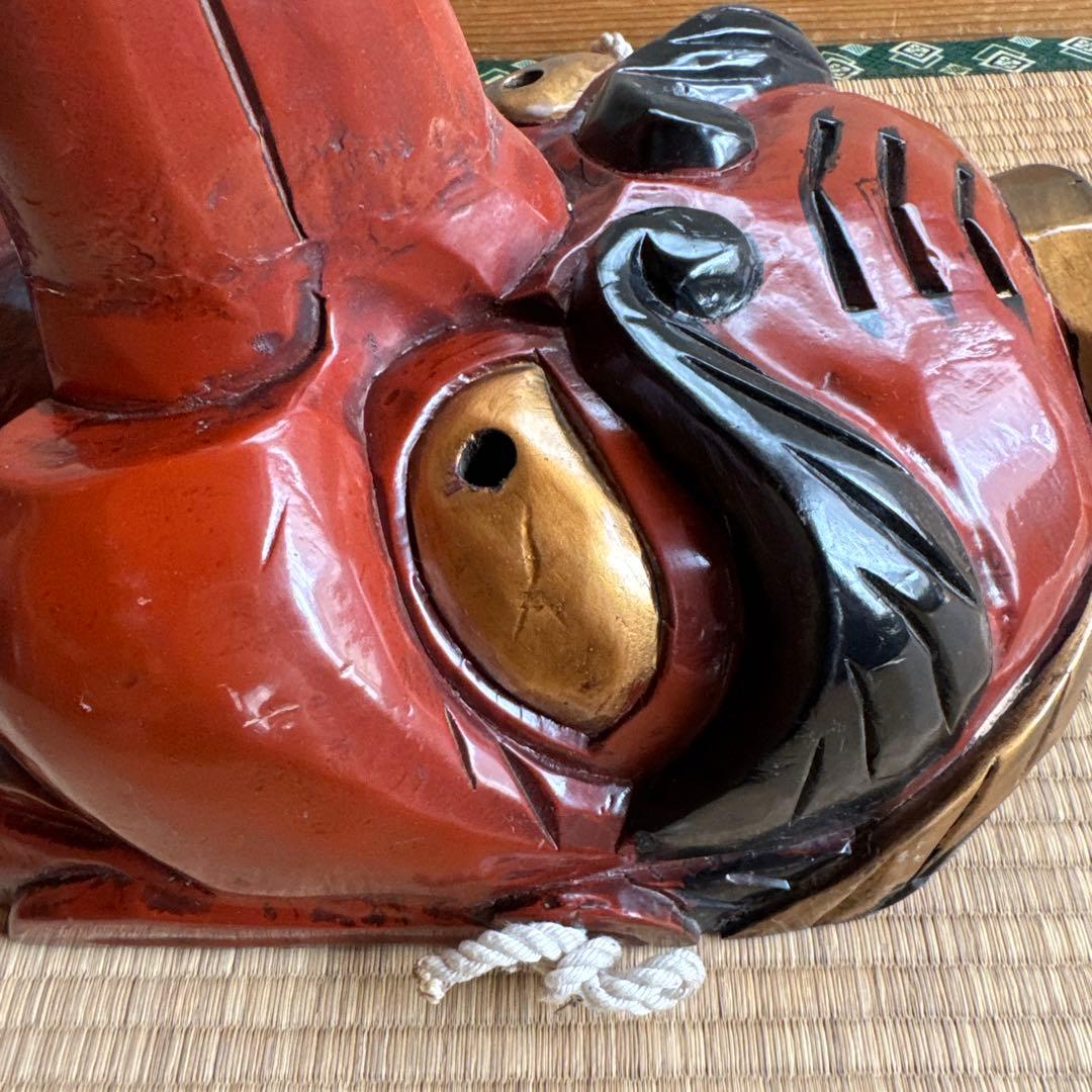 超大型 天狗お面 木彫 アンティーク 壁掛 工芸品 魔除け 縁起物 骨董 守神