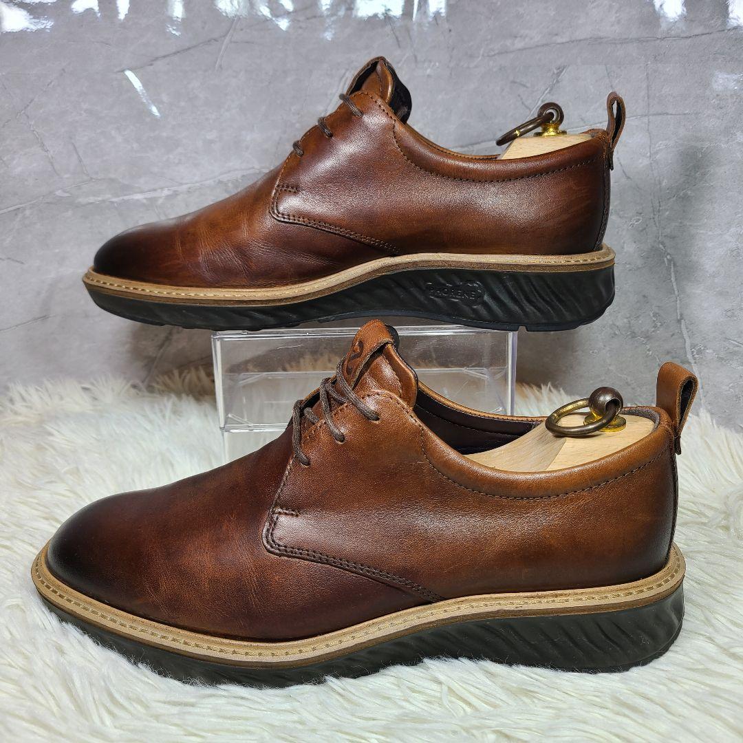 【ECCO】ST.1 HYBRID PLAIN TOE TIE　ダークブラウン