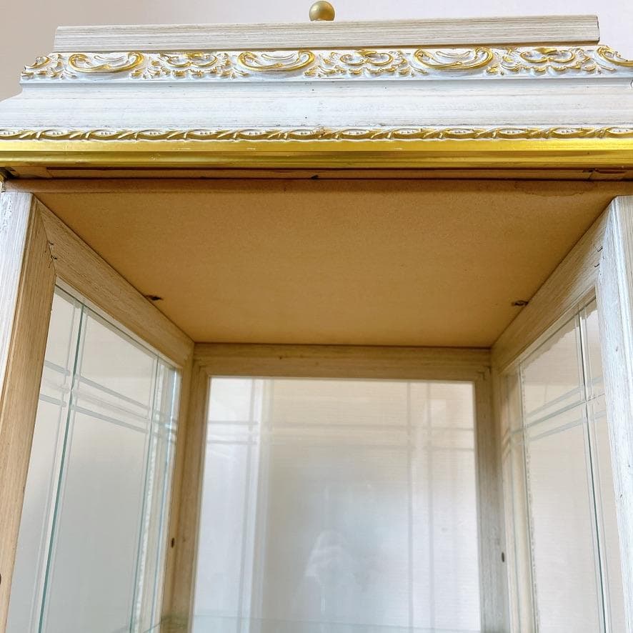 イタリア製】金彩装飾 キュリオケース ガラスキャビネット アンティーク調