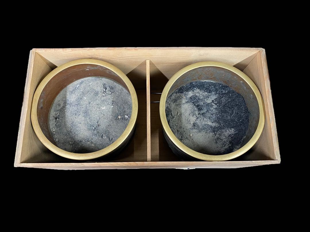 火鉢 銅 一対 火箸 木箱付き 440
