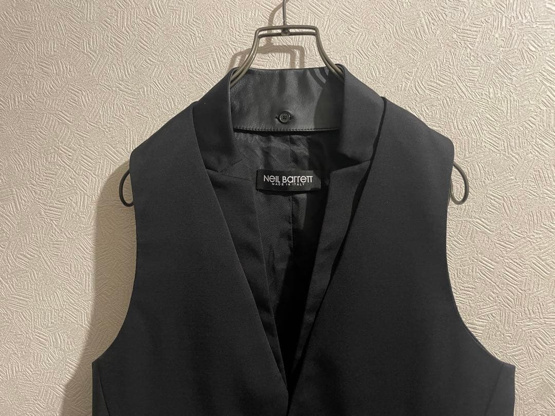 イタリア製 Neil Barrett レザー ラペル スーツ ベスト / ジレ