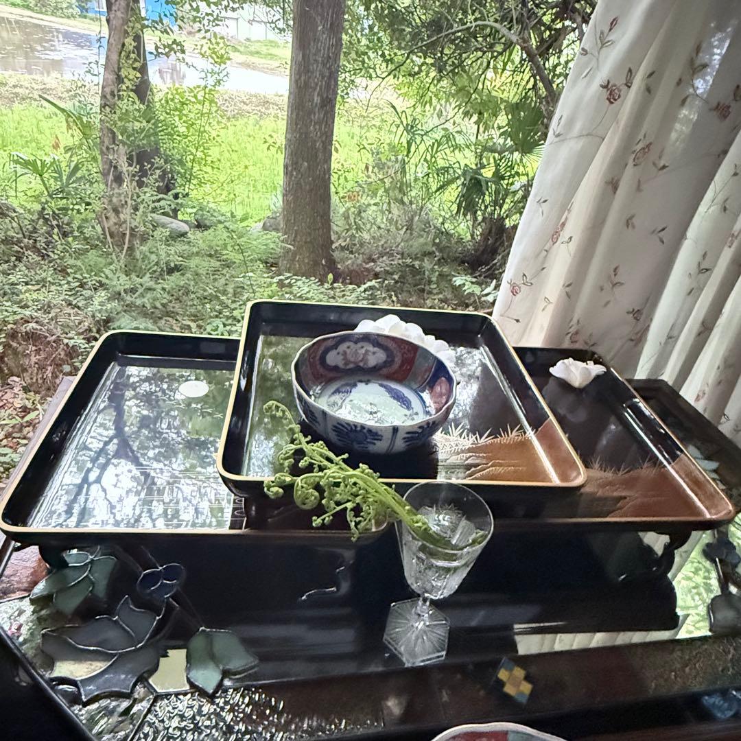 超限定無事終了‼️JAPAN時代蒔絵「源氏物語　須磨　明石」御膳5客