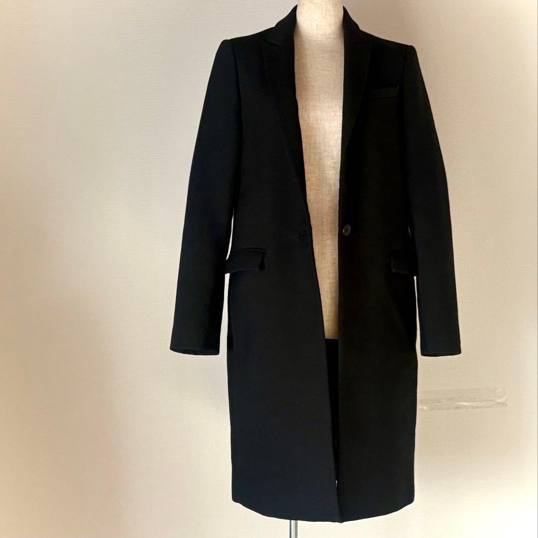 ZARA ベーシック ブラック チェスターコート ザラ 黒 - メルカリ