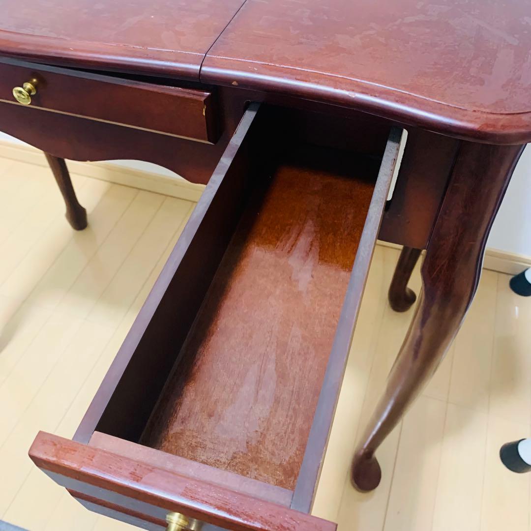 英国風 木製ドレッサー 鏡付 アンティーク 猫脚 デスク テーブル ブラウン