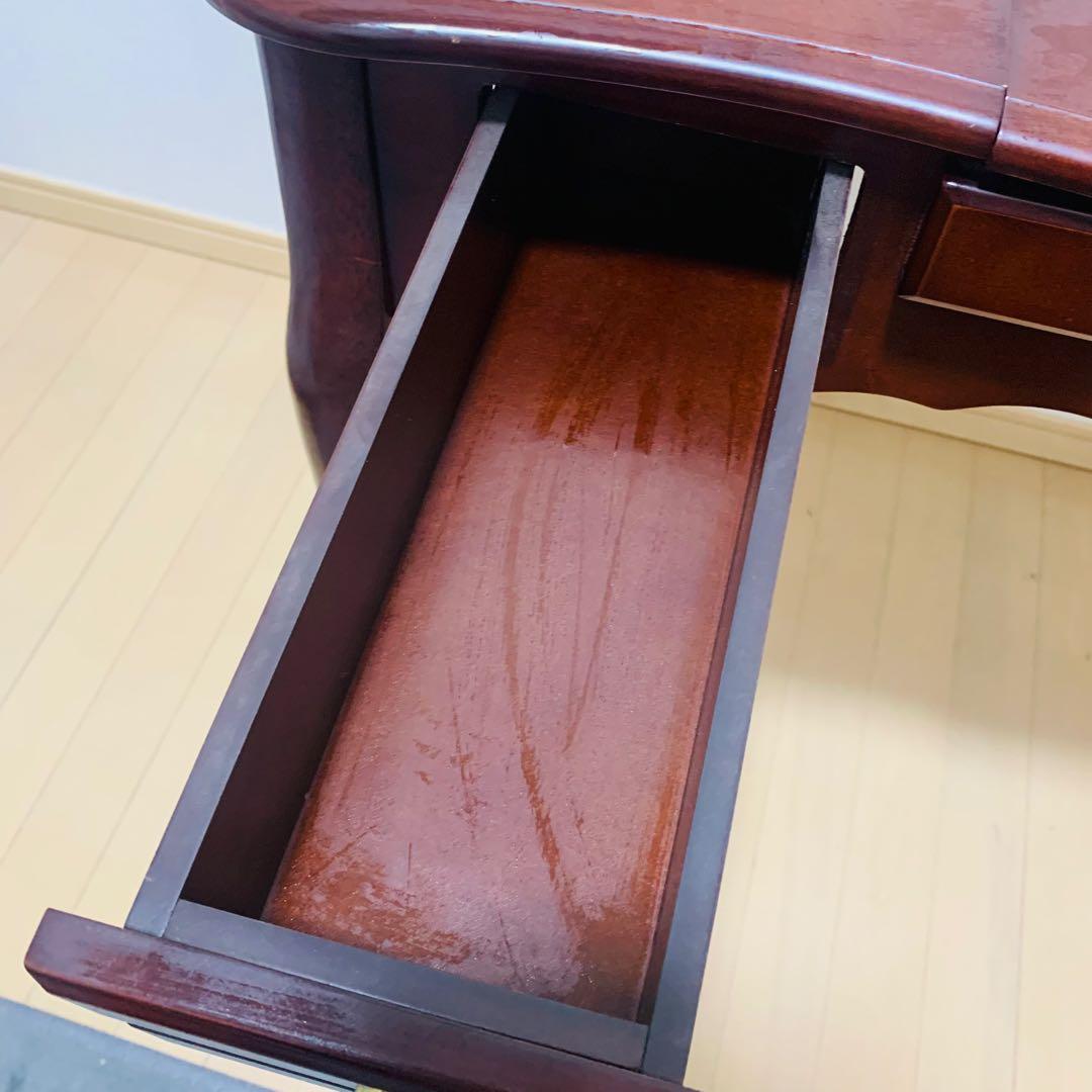 英国風 木製ドレッサー 鏡付 アンティーク 猫脚 デスク テーブル ブラウン