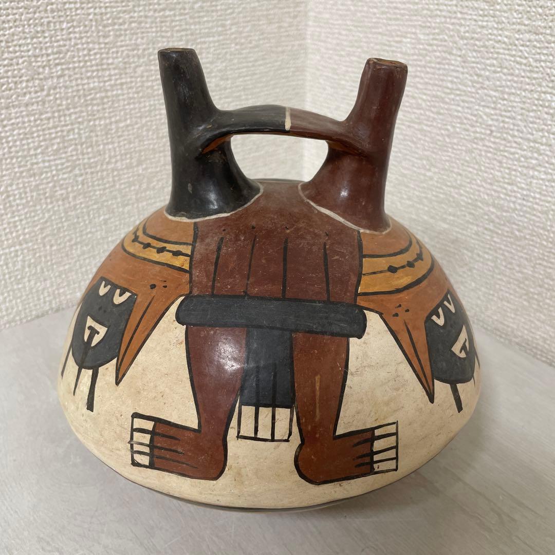 アーチ型(橋型双注口）土器ナスカ儀礼用南米ペルー古代アンデス