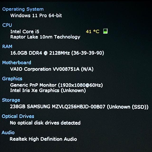 《2023モデル》第13世代Corei5！超速SSD！VAIO Pro BK